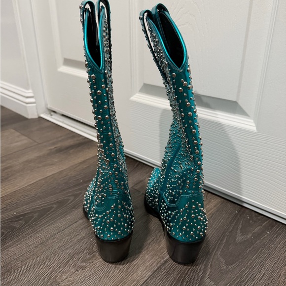 Jeffrey Campbell Teal Studded Ankle Boots - Picture 7 of 7